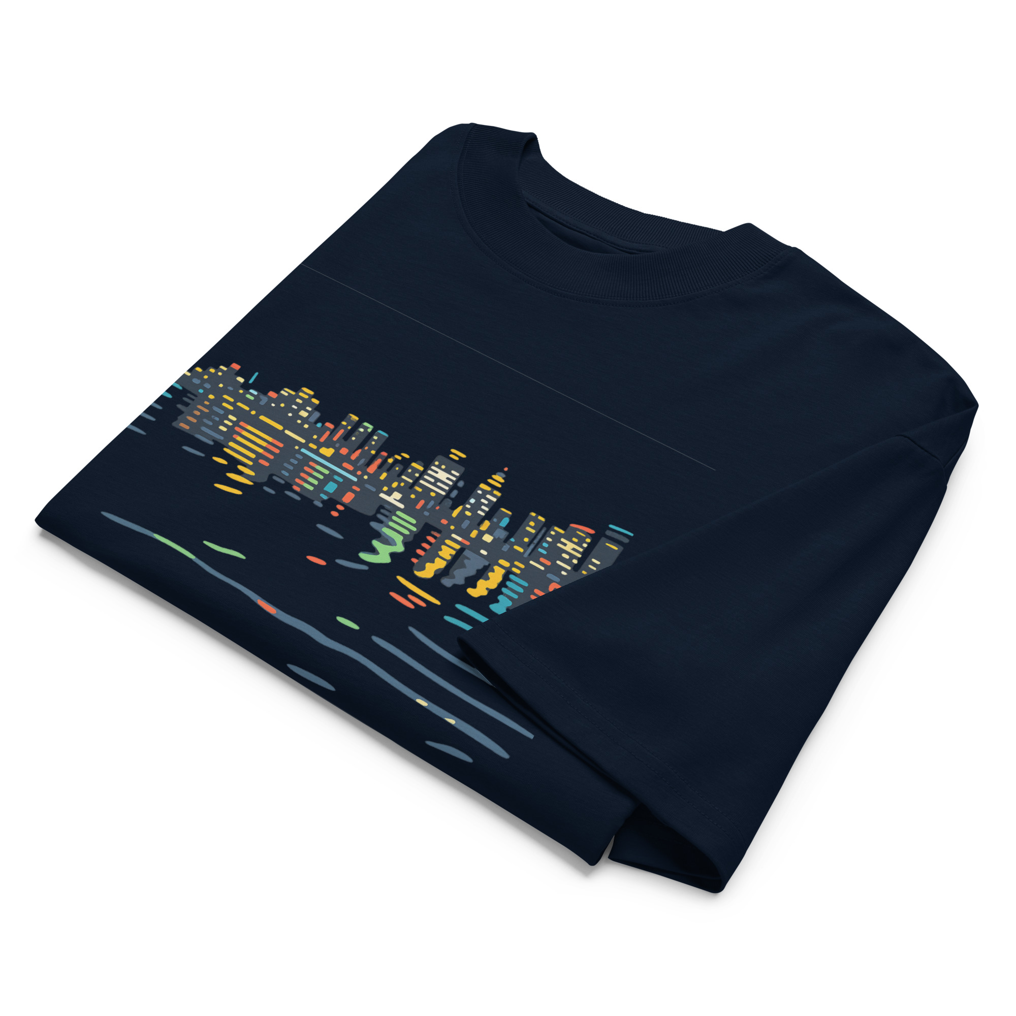unisex-organic-oversized-high-neck-t-shirt-french-navy-front-68882bf71d7be.jpg
